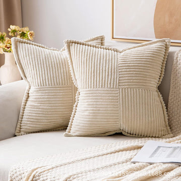 Boho Corduroy Pillow Covers – Broadside Striped Decorative Throw Covers for Sofa