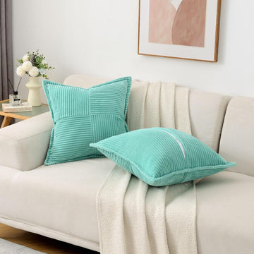 Boho Corduroy Pillow Covers – Broadside Striped Decorative Throw Covers for Sofa