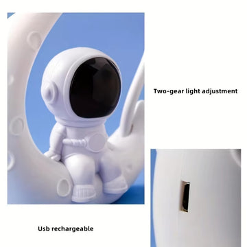 Creative Moon Astronaut LED Night Light – Small Desk Lamp for Bedroom Decor & Christmas Gift